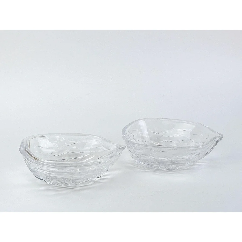 Vintage 1990s Clear Glass Walnut Trinket Box Fairycore Lidded Secret Stash Dish